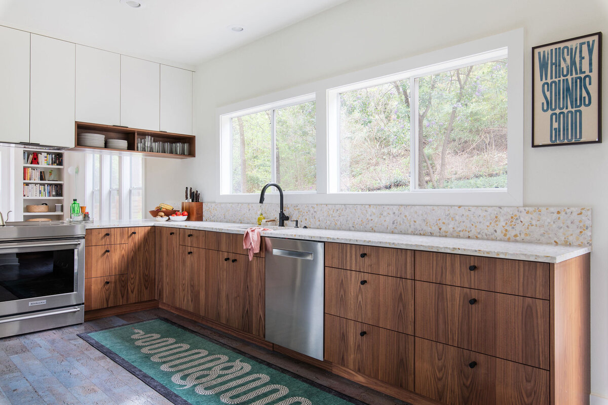 midcentury modern kitchen walnut cabinets 6