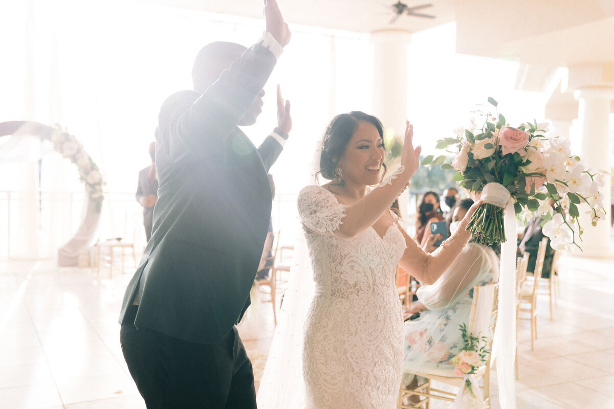 Bride and groom dancing