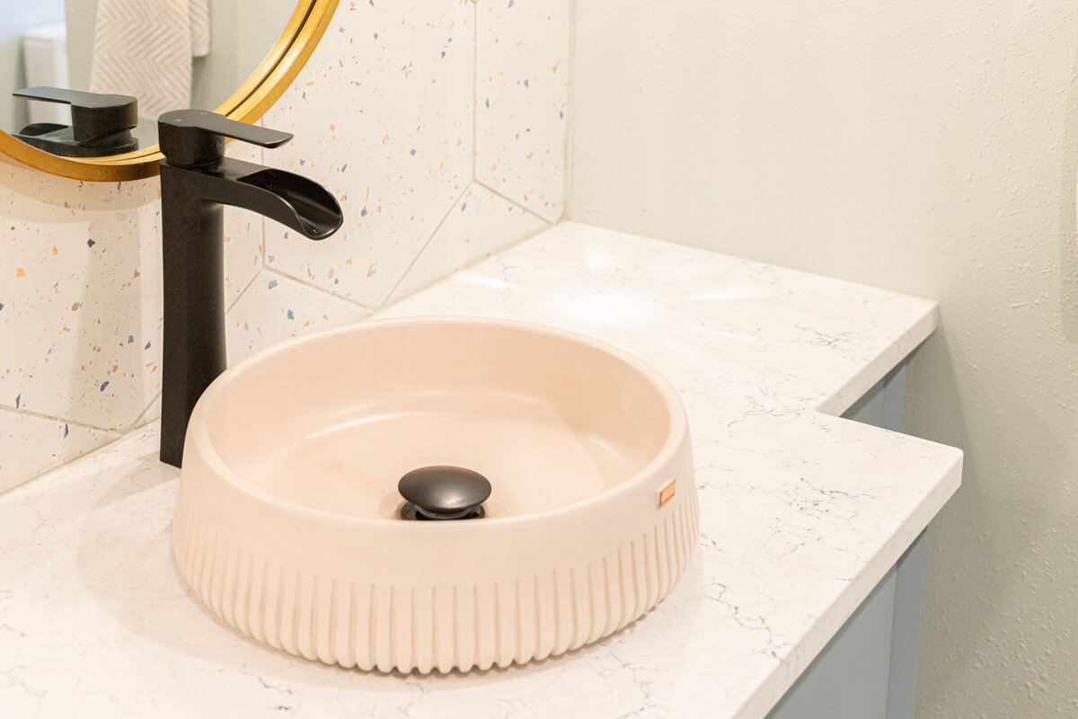 pink vessel sink