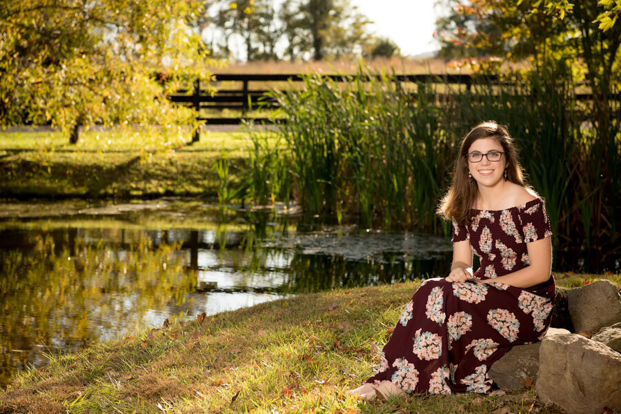 high school senior girl at pond