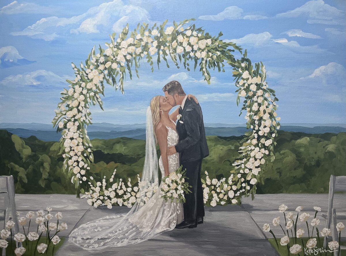 painting of bride and groom