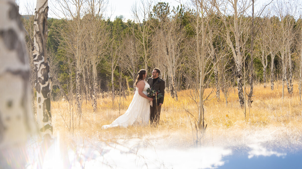 Late October elopement in Golden Colorado with sky reflection
