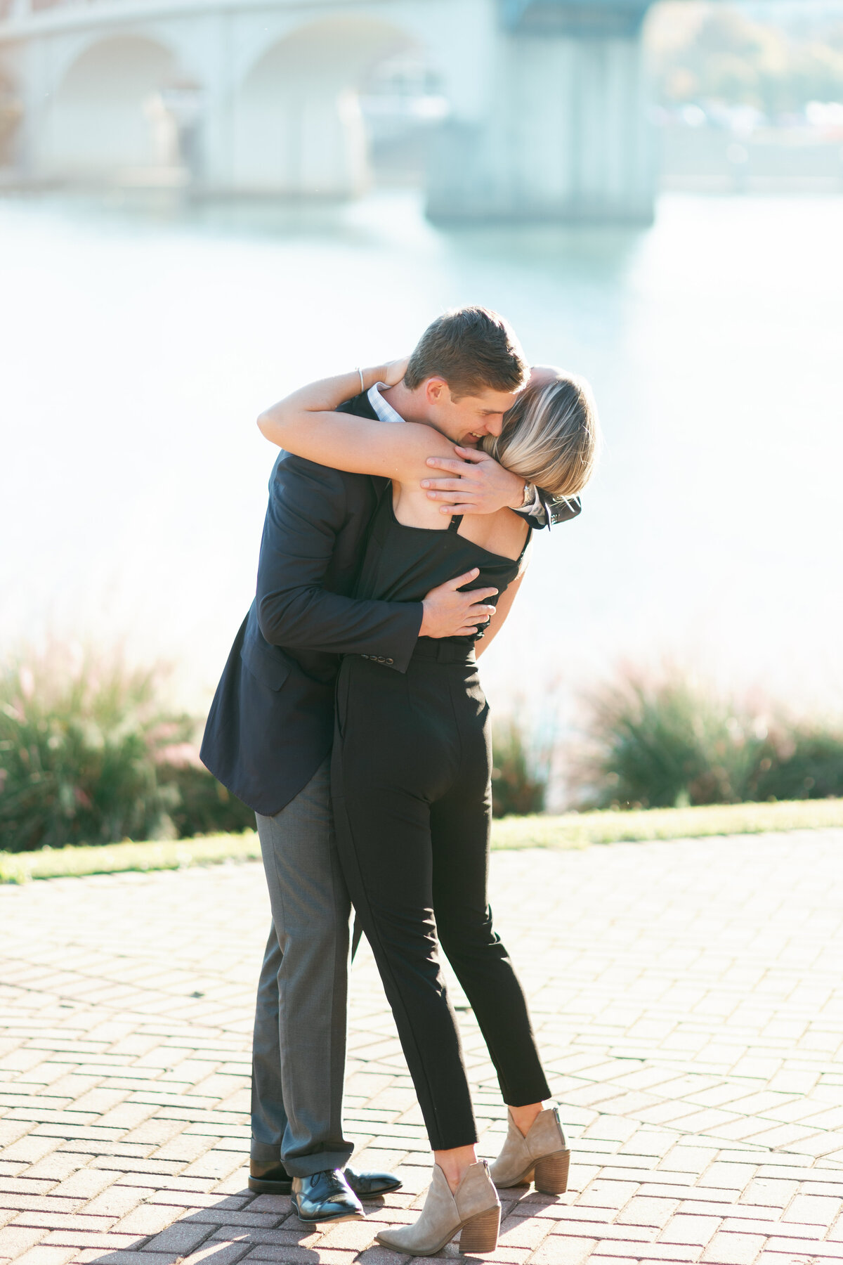 Wesley and Ellie Proposal - Coolidge Park, Chattanooga Tennessee - World Wide Engagement Photographer - Alaina René Photography-60