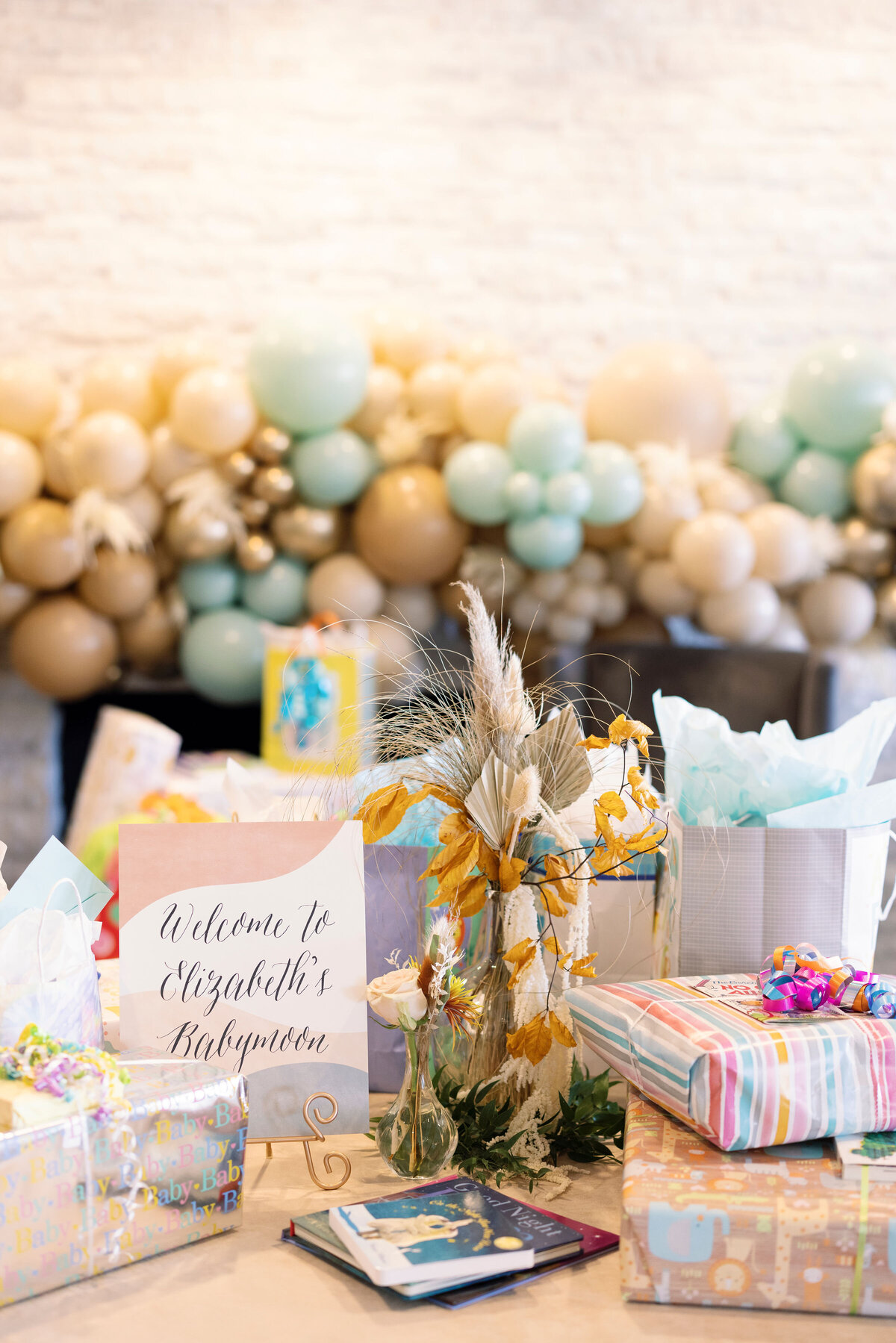 Baby shower gift table