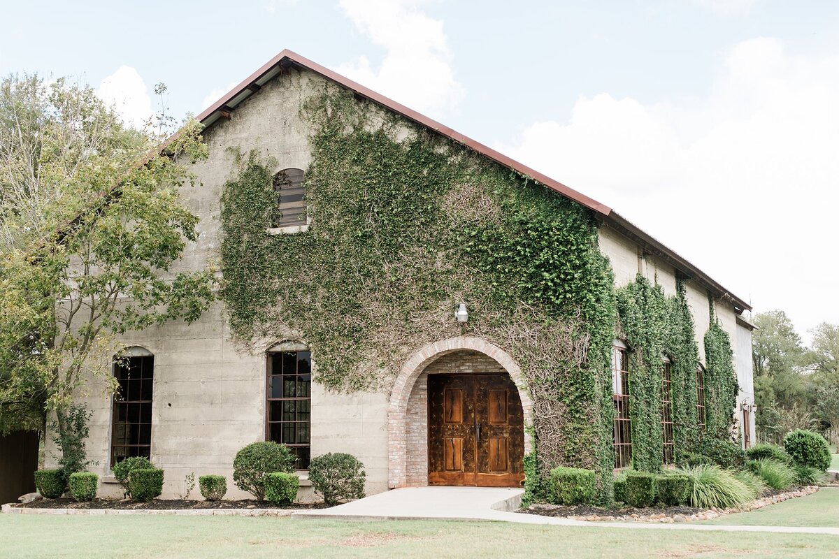 Outdoor portrait of Olde Dobbin Station's chapel at Morgan and Jimmy's wedding