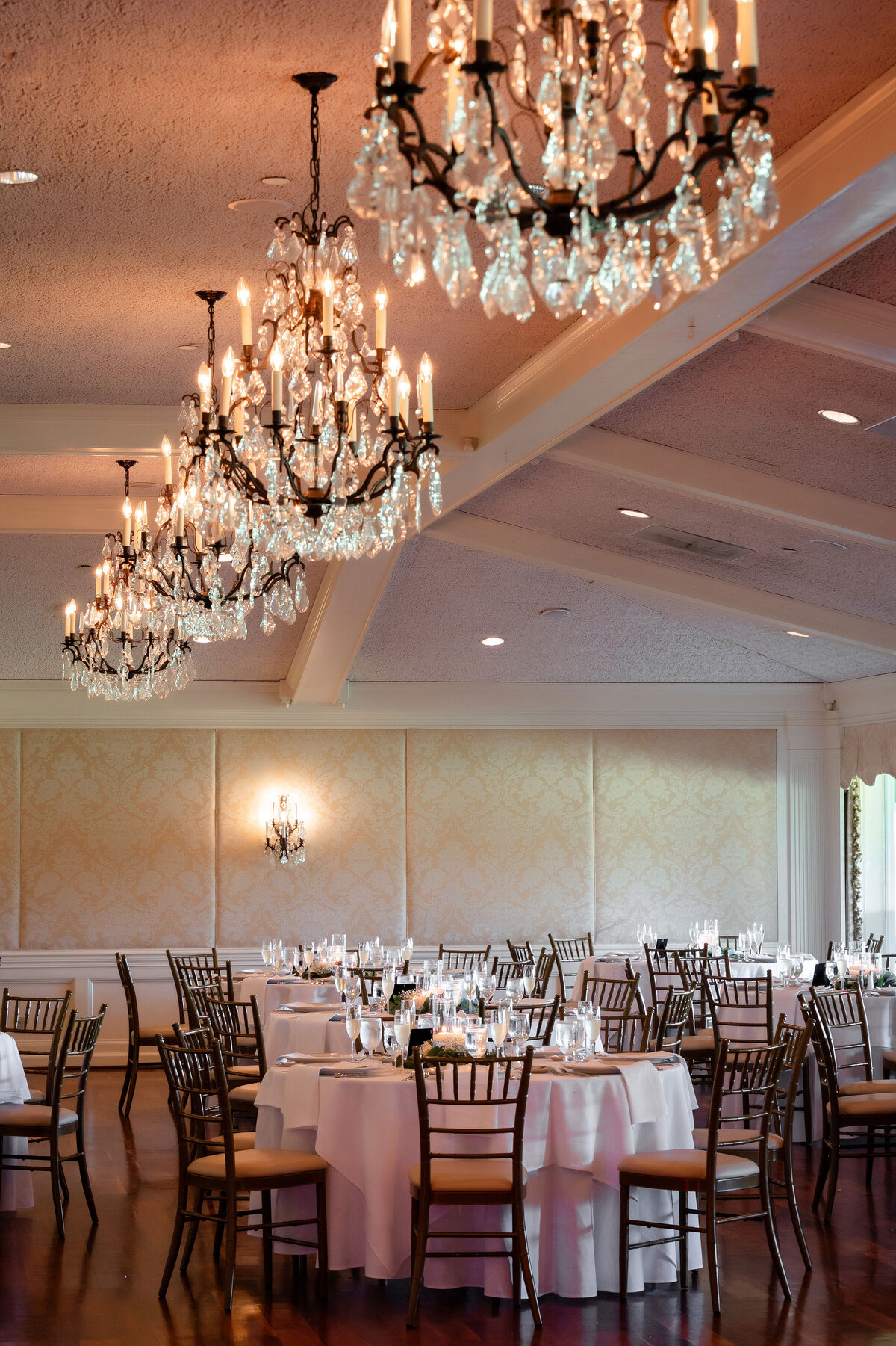 wedding reception setup at oakmont country club