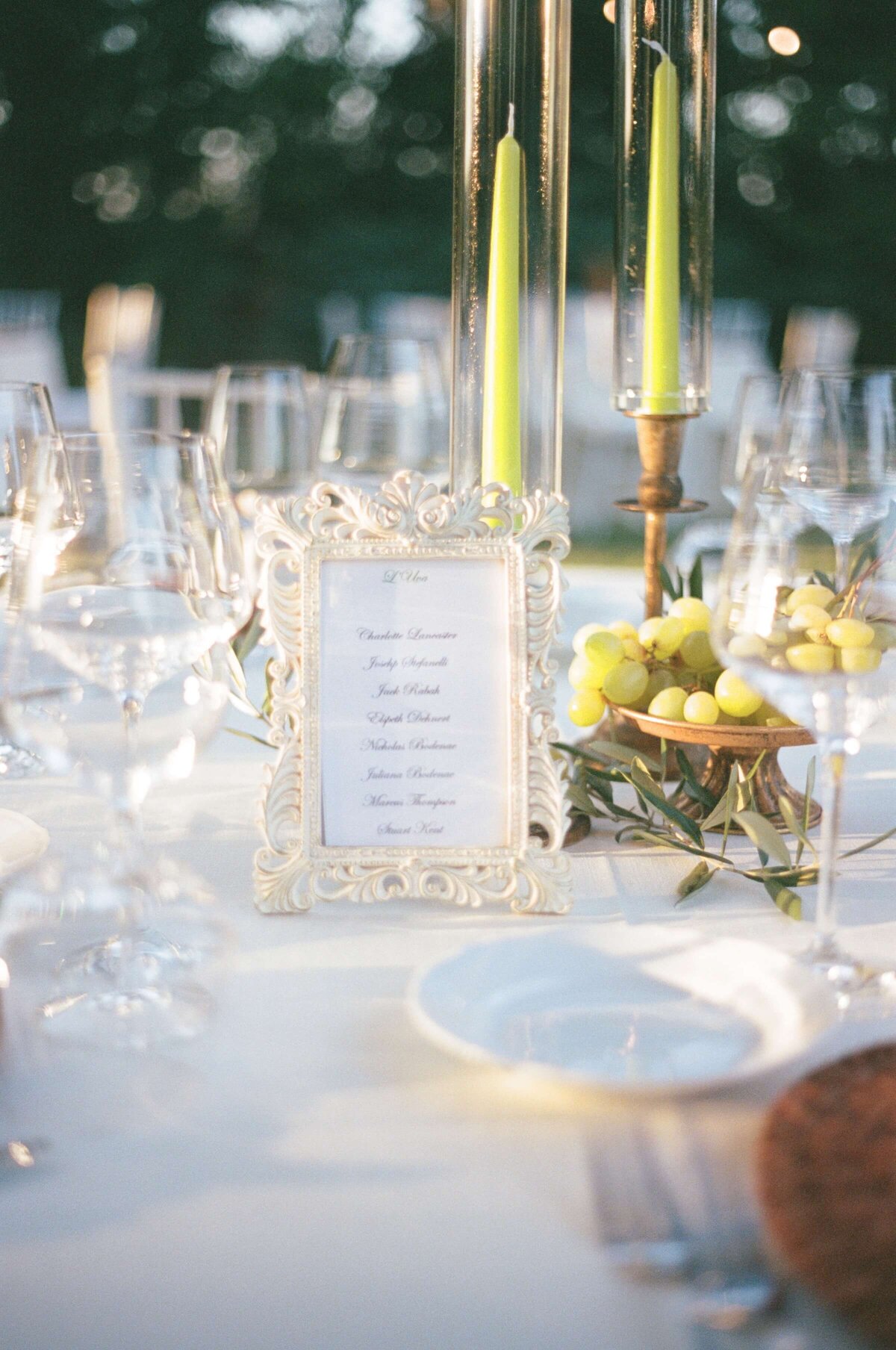 A wedding photo of the venue Laticastelli during cocktail hour in aTuscany Italy