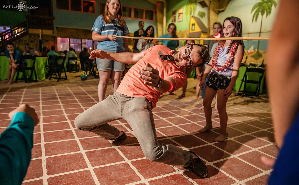 Limbo Game at Jungle Island Themed Bar Mitzvah Party in Colorado
