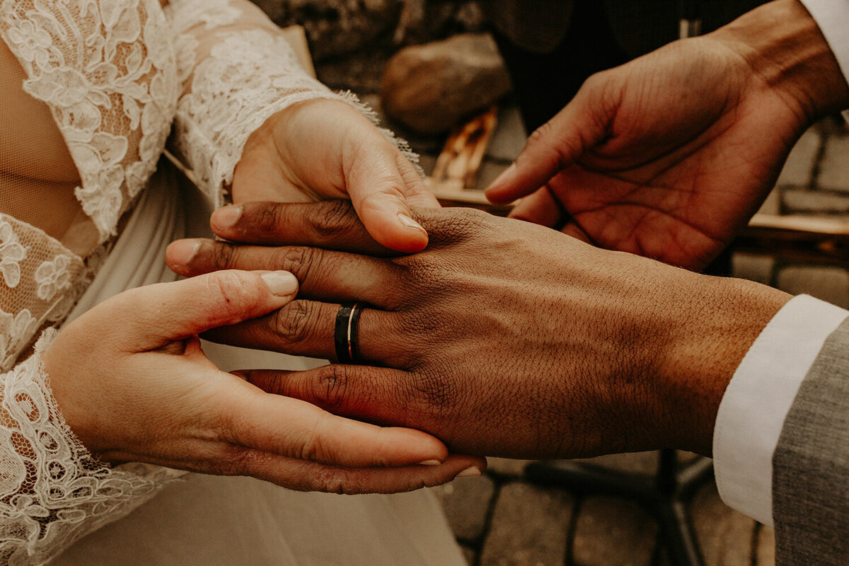 Bride and groom's hand
