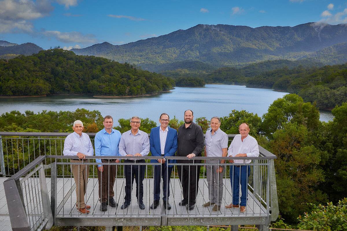 board member group photo in cairns from drone