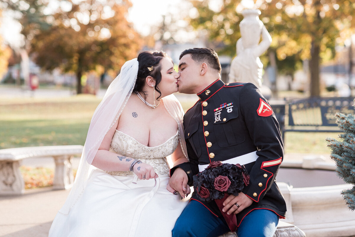 Natural‑light wedding portrait capturing modern couple in soft glow