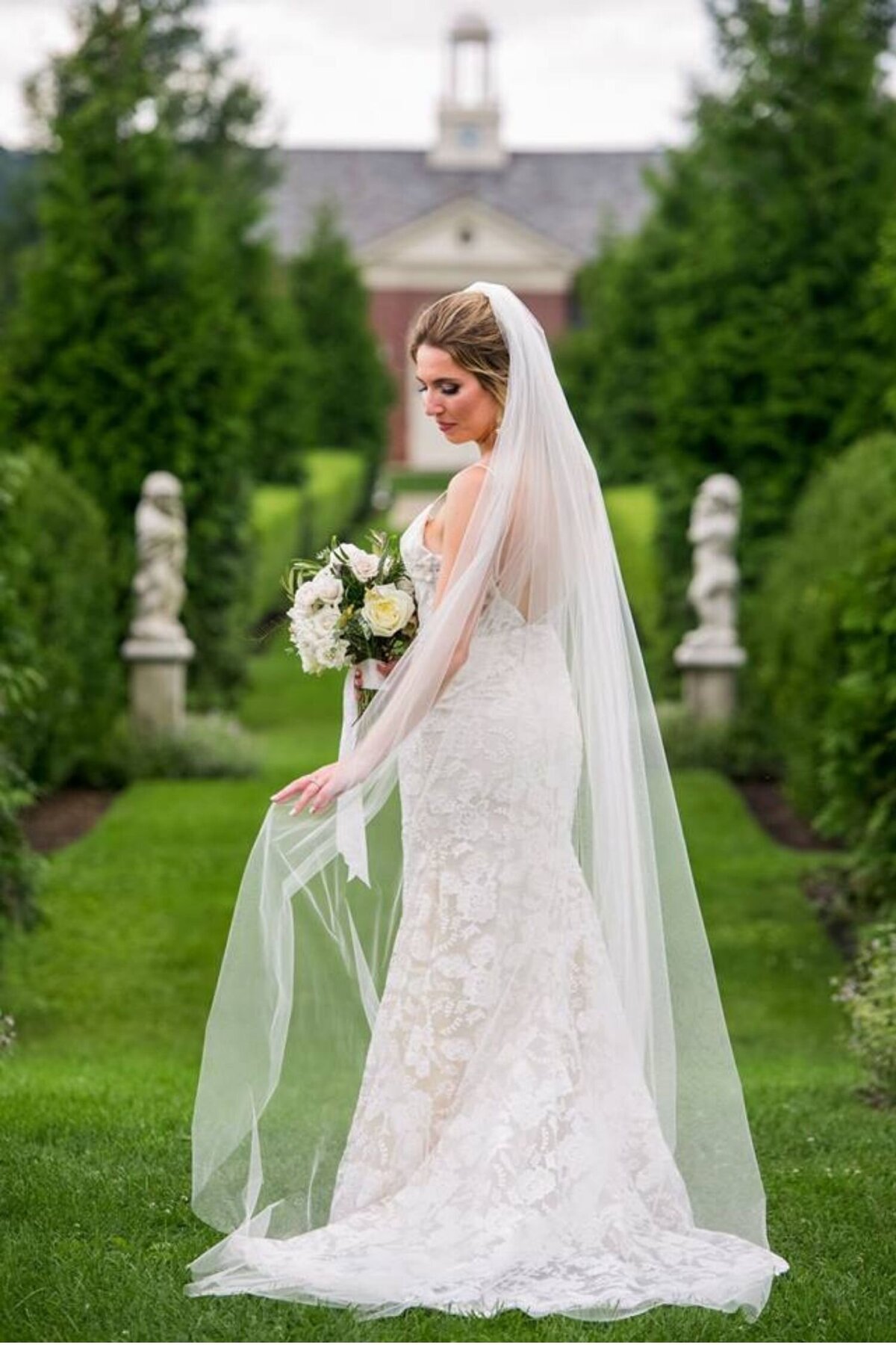Elegant and romantic bridal portrait during a luxury Italian inspired Chicago North Shore wedding