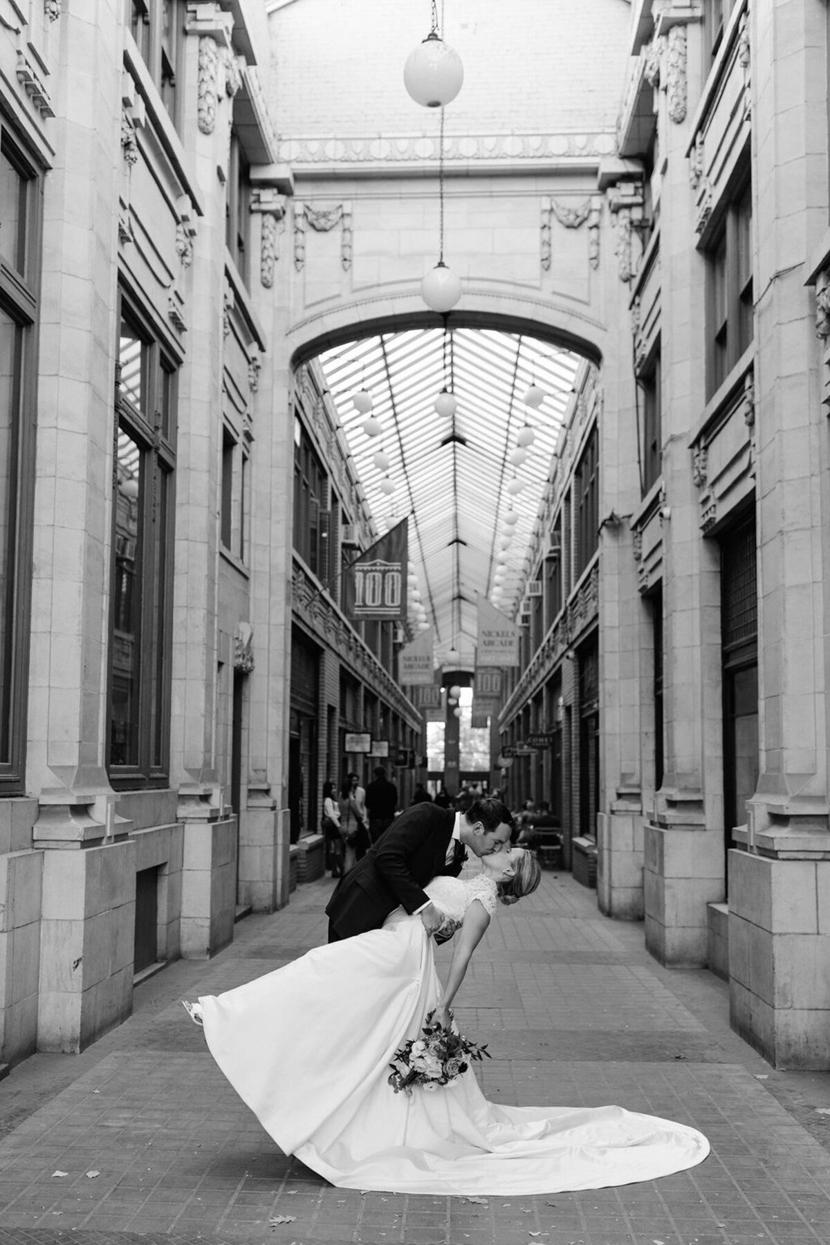 Bride and Groom  at Nichols Arcade in Ann Arbor, Michigan
