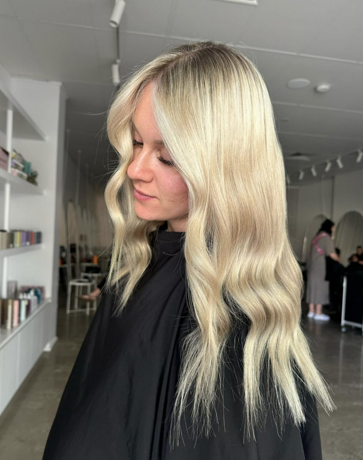 Girl with long, bright creamy, blonde hair