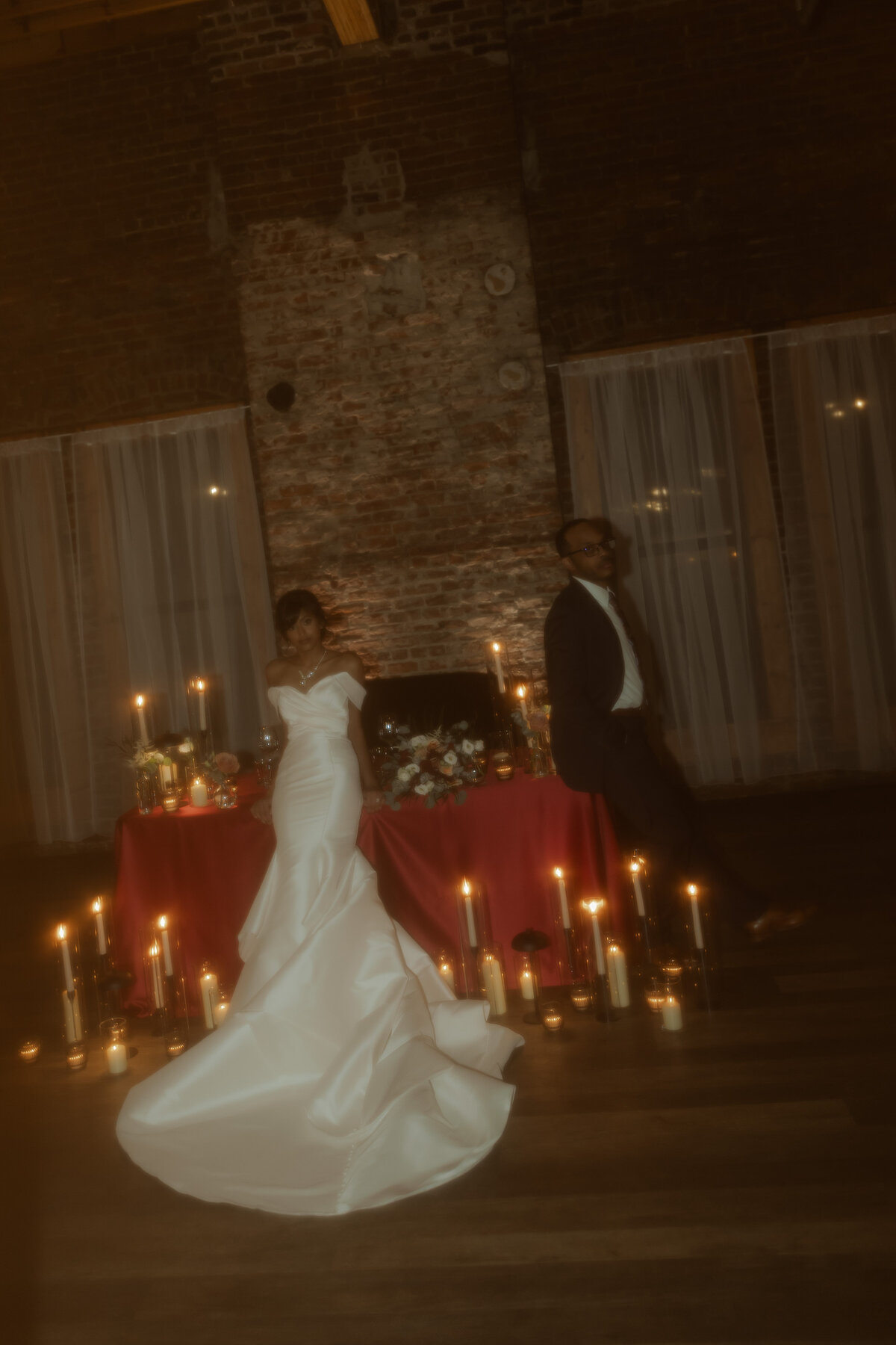Dark and Moody Indoor Candle lit wedidng reception in MN 
