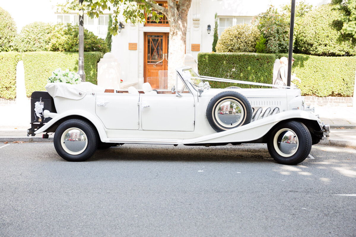 White wedding car in London
