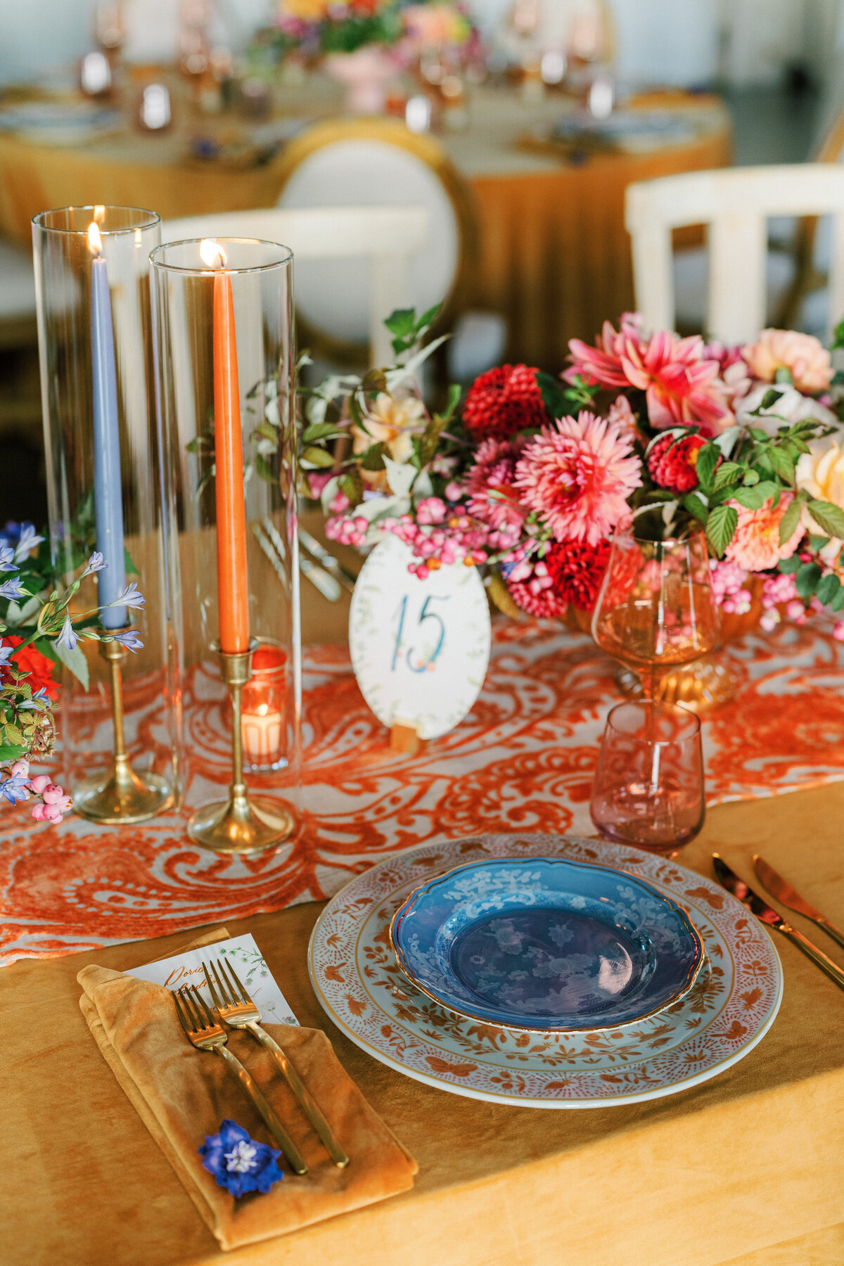 eclectic garden floral place setting