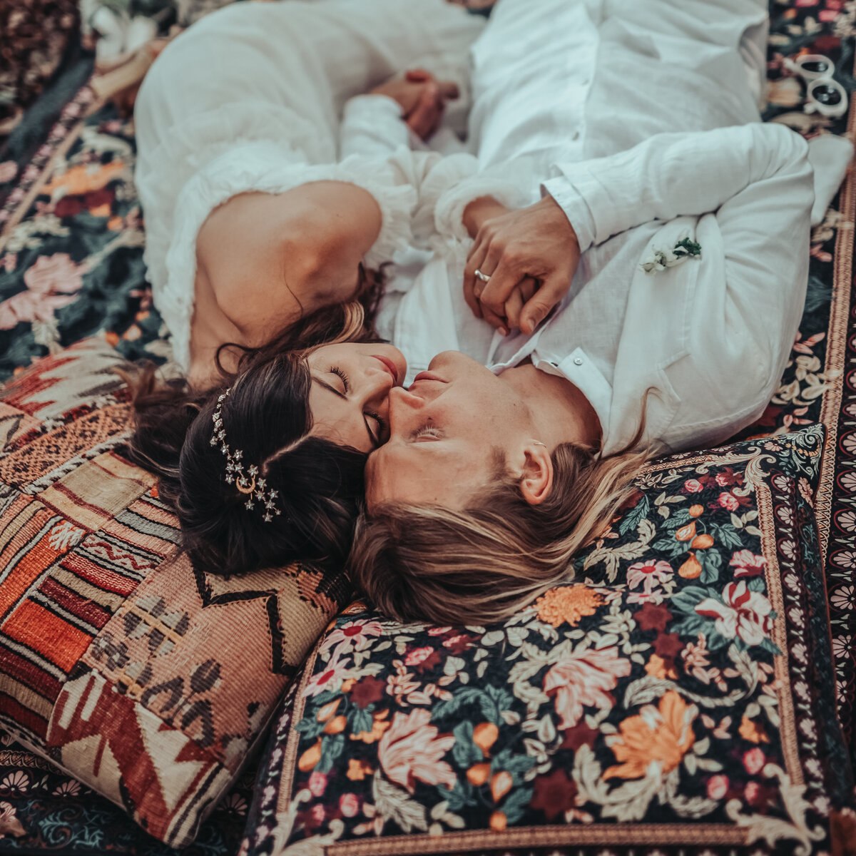 Romantic jungle wedding photoshoot with bride and groom