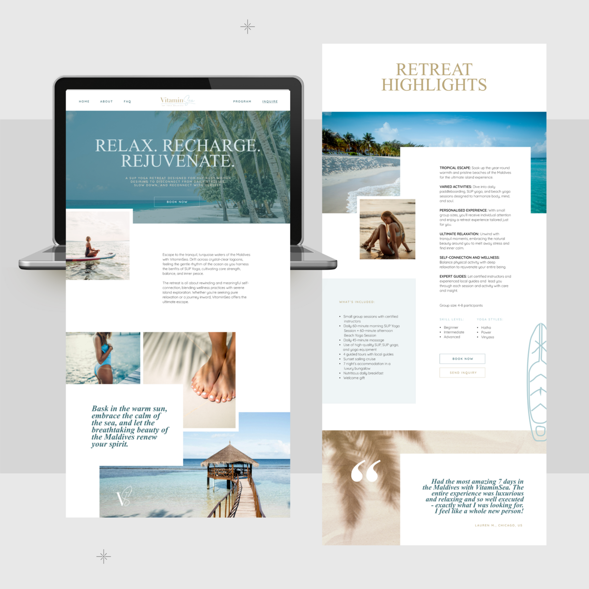 Design of a beautiful website for a yoga retreat