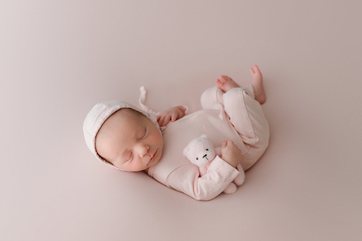 Pink newborn session studio