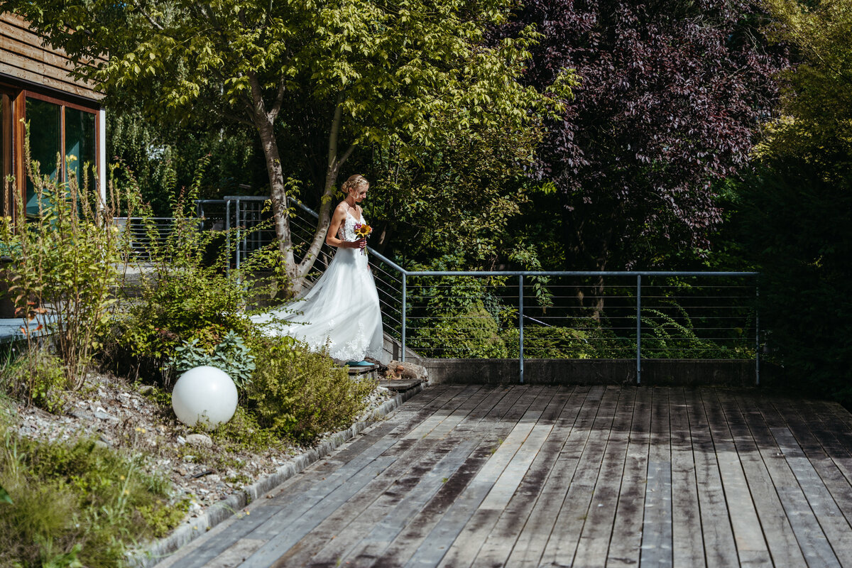 vegan wedding ceremony on natural pond dock