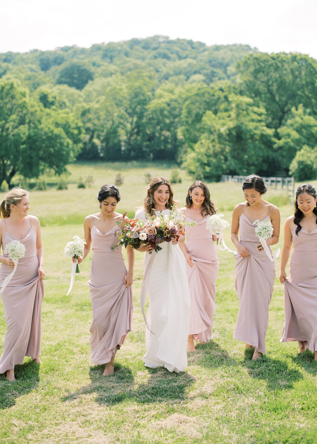 Gradient and Hue Spring Bridal Party Flowers in Hues of Lilac