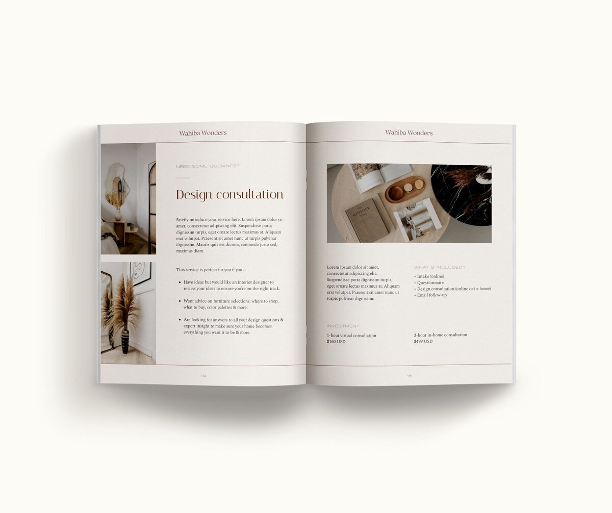 Minimal pricing guide template for interior designers Wahiba Wonders 9