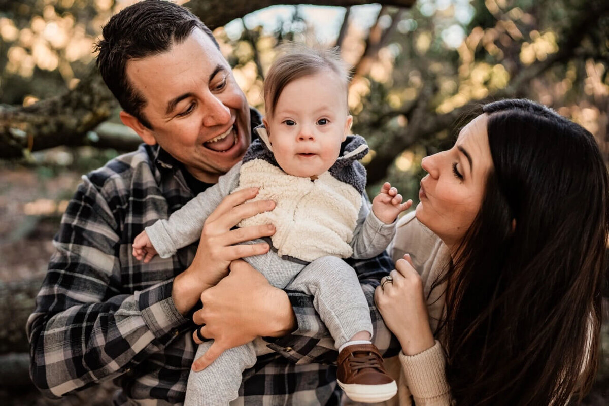 Playful fall family session with special needs toddler in Charleston