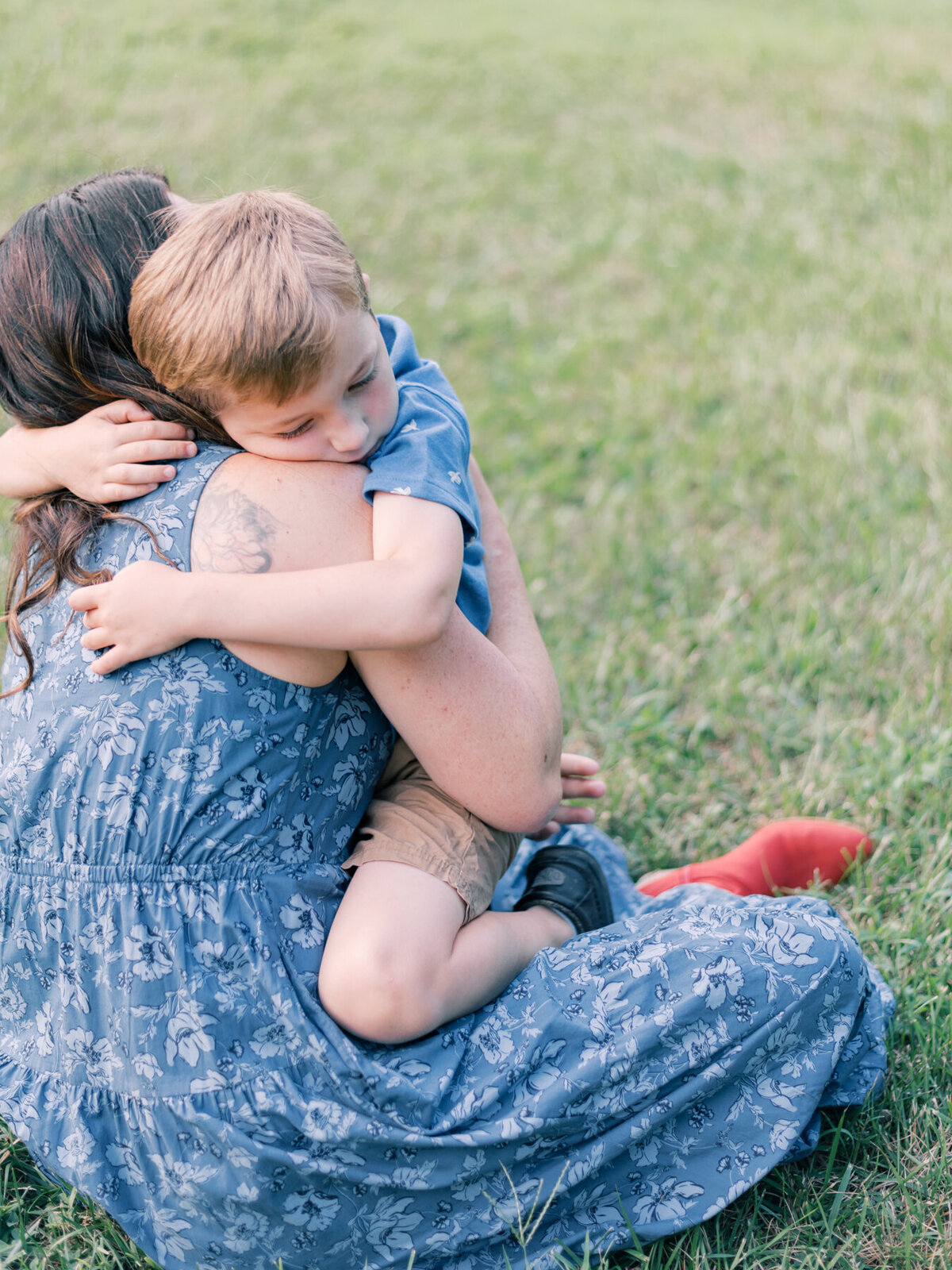 Son giving his Mom a sweet hug.