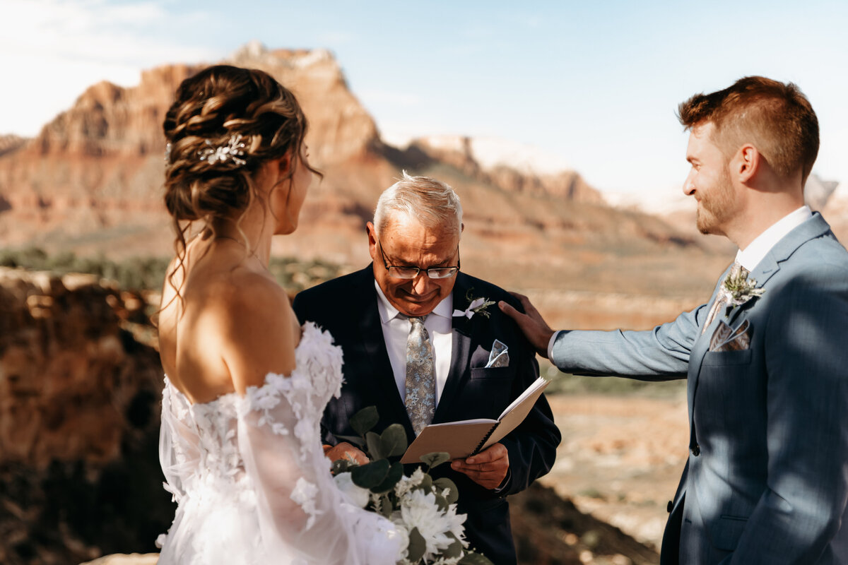 photos during ceremony of outdoor elopement