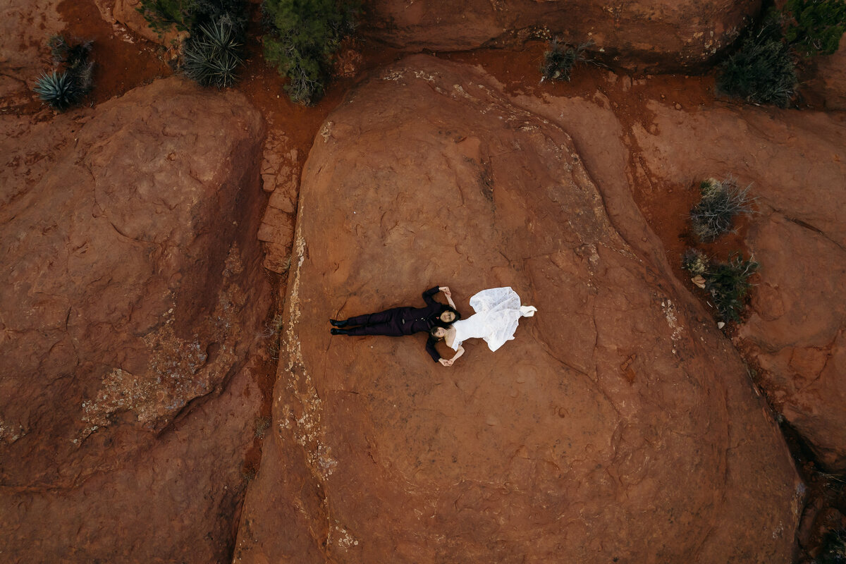 birds eye view of adventure elopement