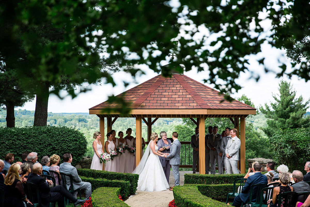 Pine Knob Mansion Wedding Ceremony under Gazebo