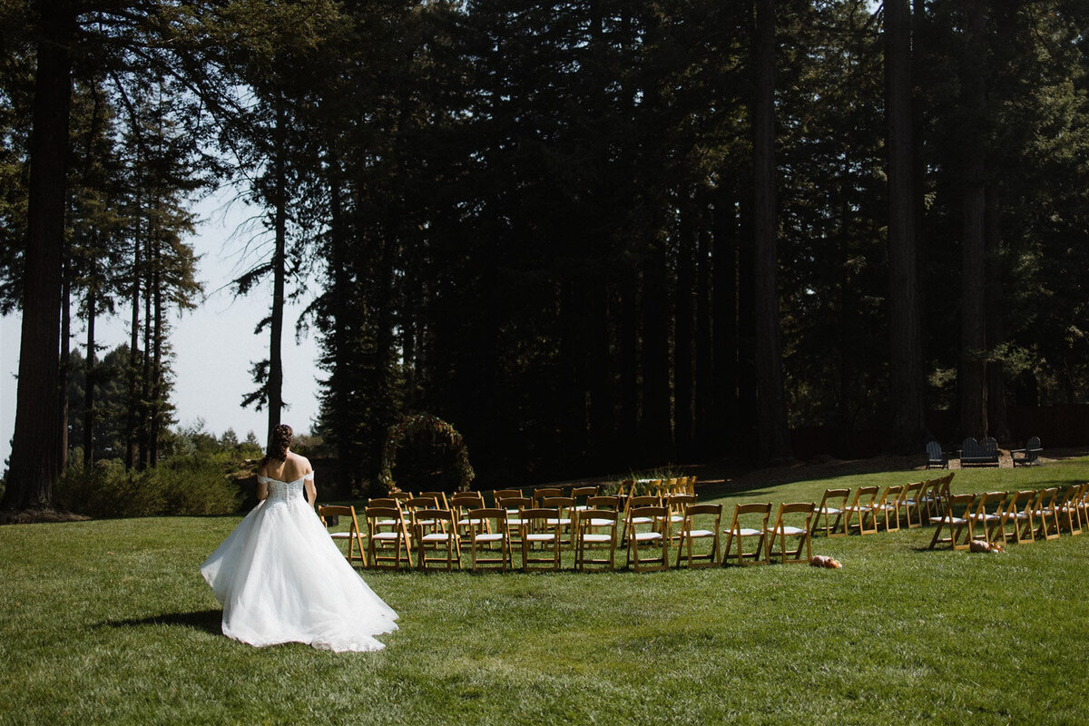 Outdoor wedding ceremony in a garden wedding venue