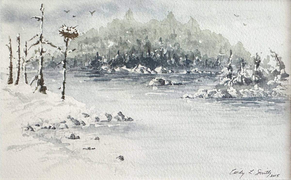 Snowy Scene Watercolor