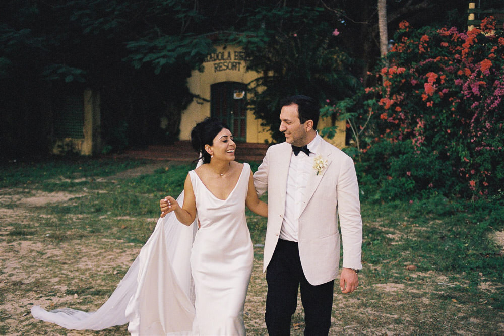 couple walking at intercontinental fiji on 35mm film