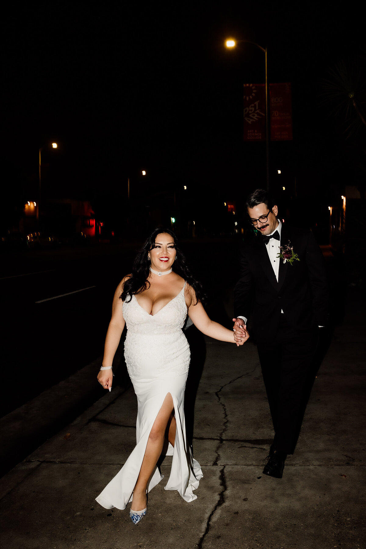 Archer Inspired Photography - Christina and Jake Wedding - Smog Shoppe Los Angeles - Night Flash Couple Photos-120