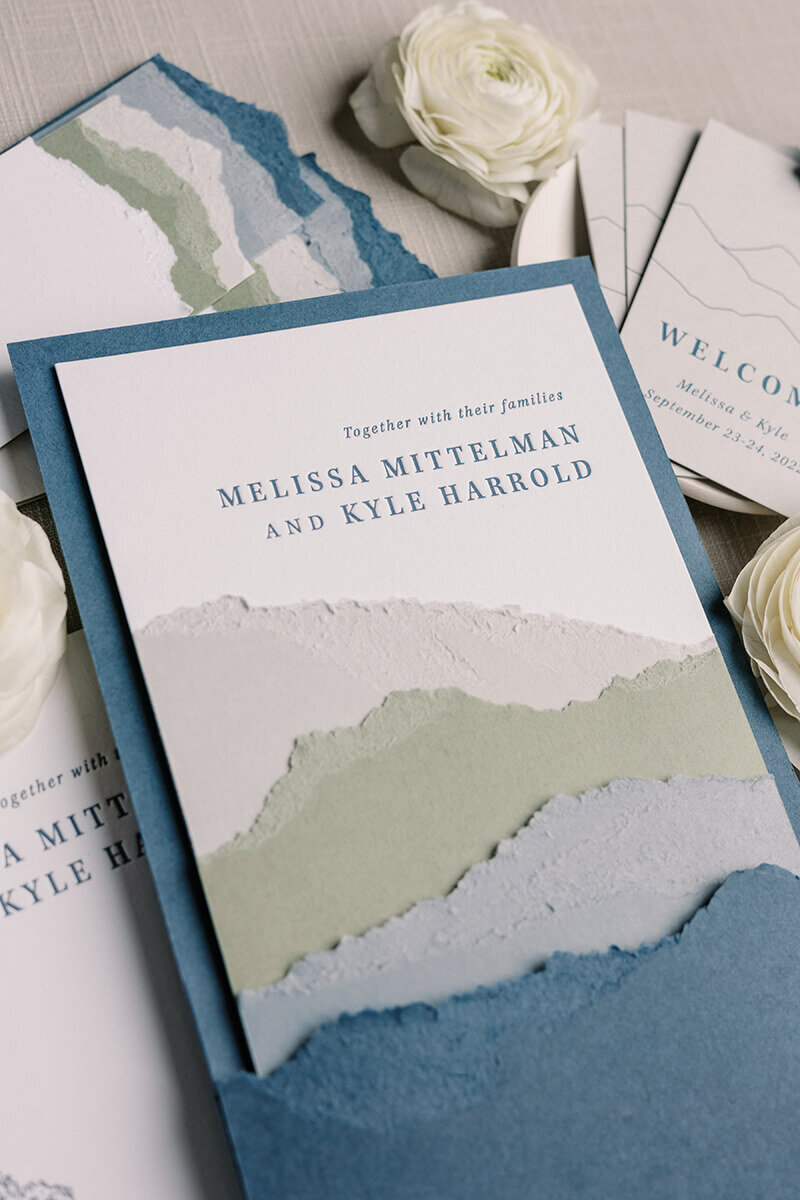 Layered Mountain Wedding invitation Diamond Star Ranch