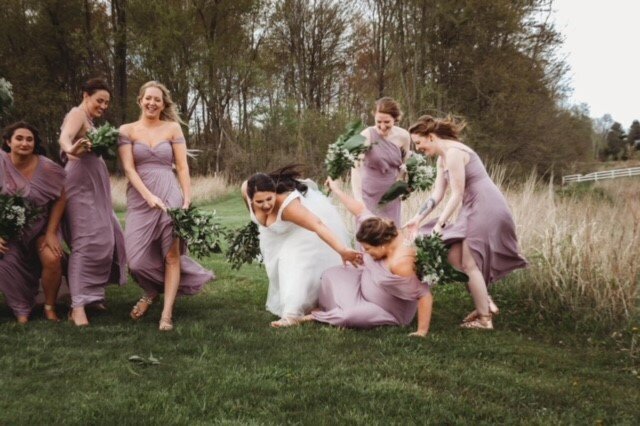 bridesmaids falling