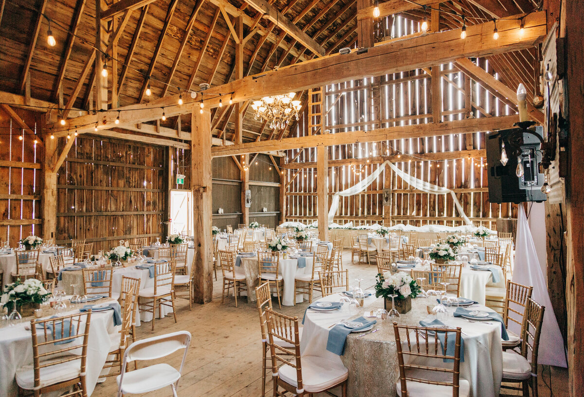 Luxurious barn wedding reception at Willow Creek Barn photographed by Nova Markina