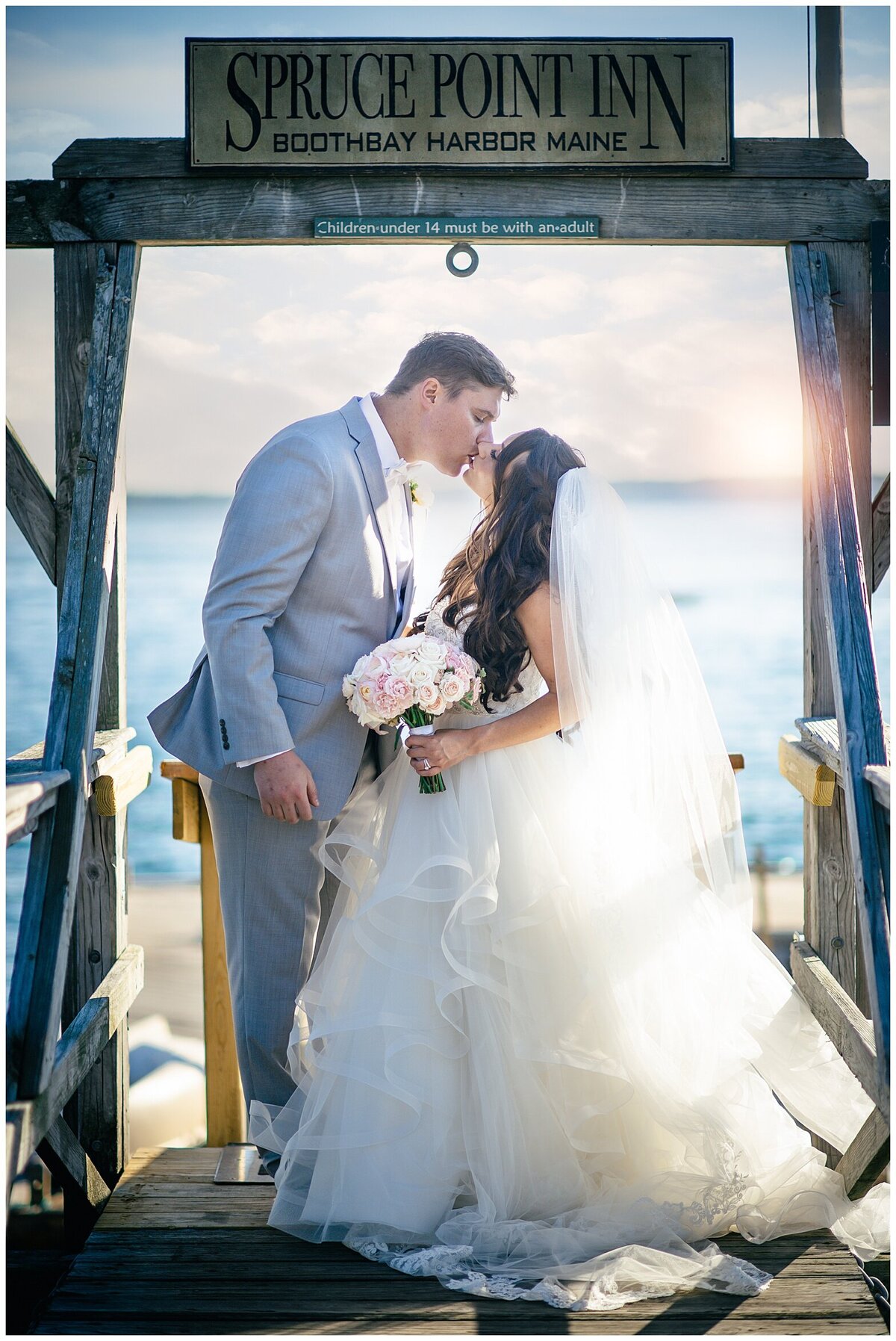 Sunset at Spruce Point Inn by Maine wedding photographer Kim Chapman