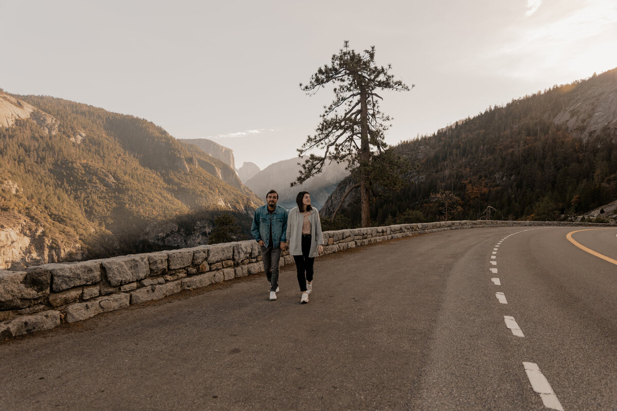 couple walking on road