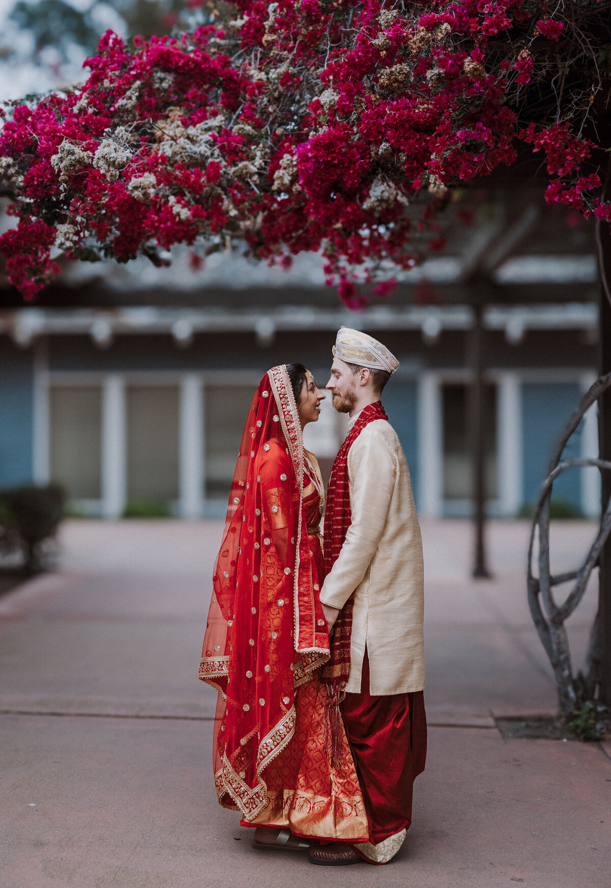 south asian american wedding in california red