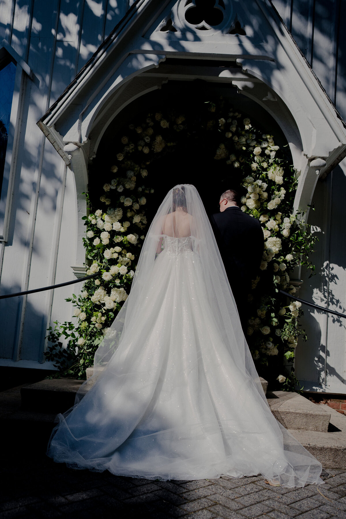 Marie + Tyler Elegant Disney weddings---  10 ---Bride with her Bio dad waiting to walk 1- 2