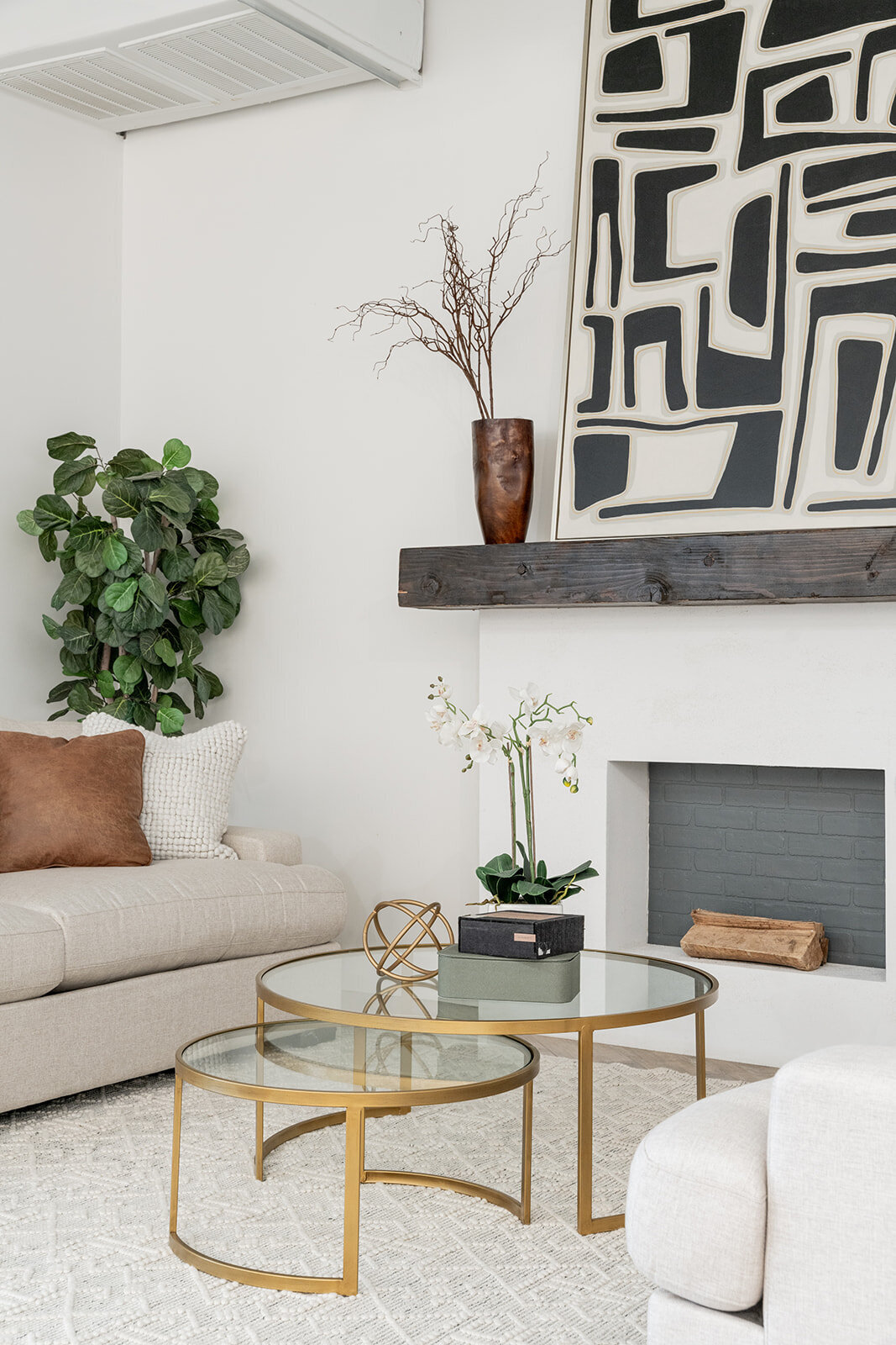Luxury living room with fireplace
