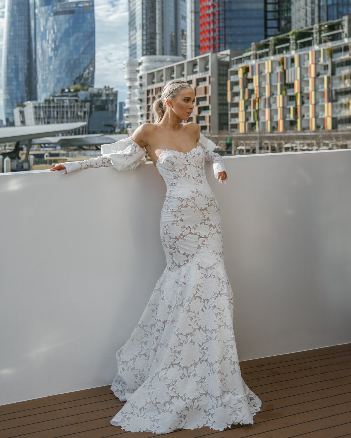 Bride wearing Berta Couture wedding dress