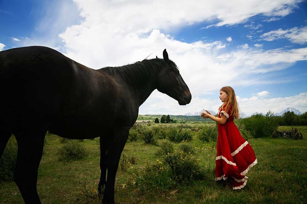 black-beauty-horse-little-girl-mountain-sky-equine-photography-brighton