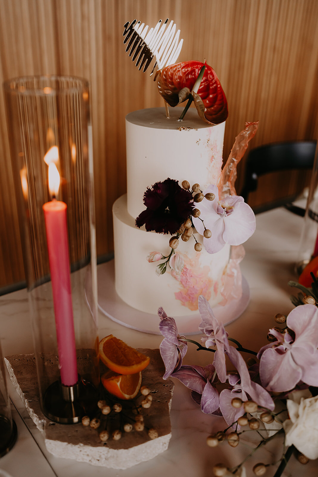 Pink-and-purple-wedding-cake