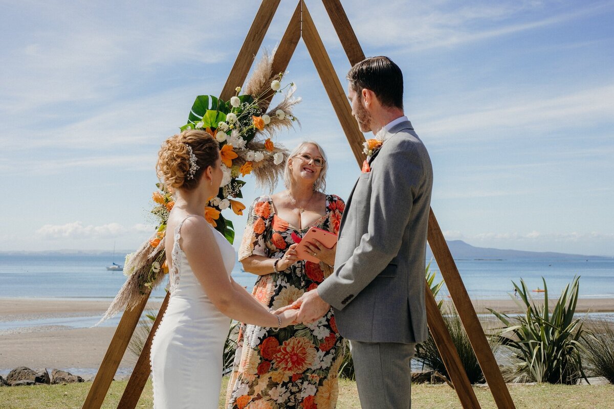 Romantic beach wedding ceremony in New Zealand 