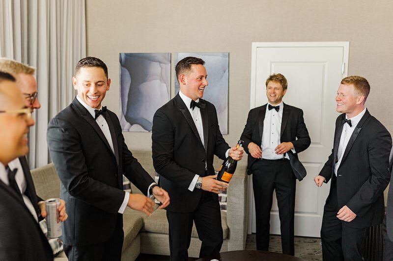 Groom and Groomsmen Getting Ready at DoubleTree, Evansville.044