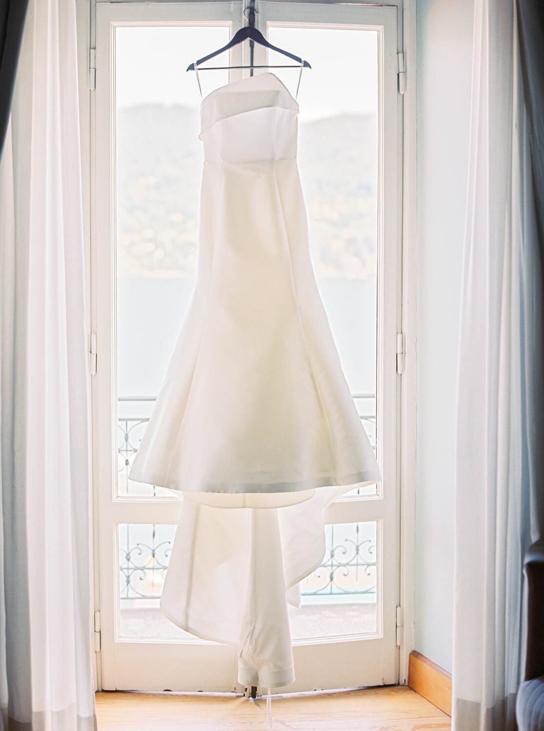 Wedding Dress facing Lake Como view